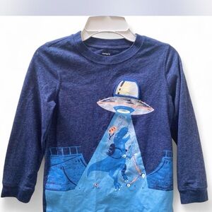 Carter's 5T Blue Long Sleeve UFO T-Rex Tee